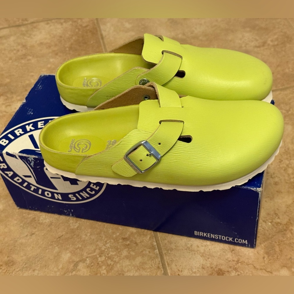 Birkenstock Lime Green Mules - Picture 6 of 16